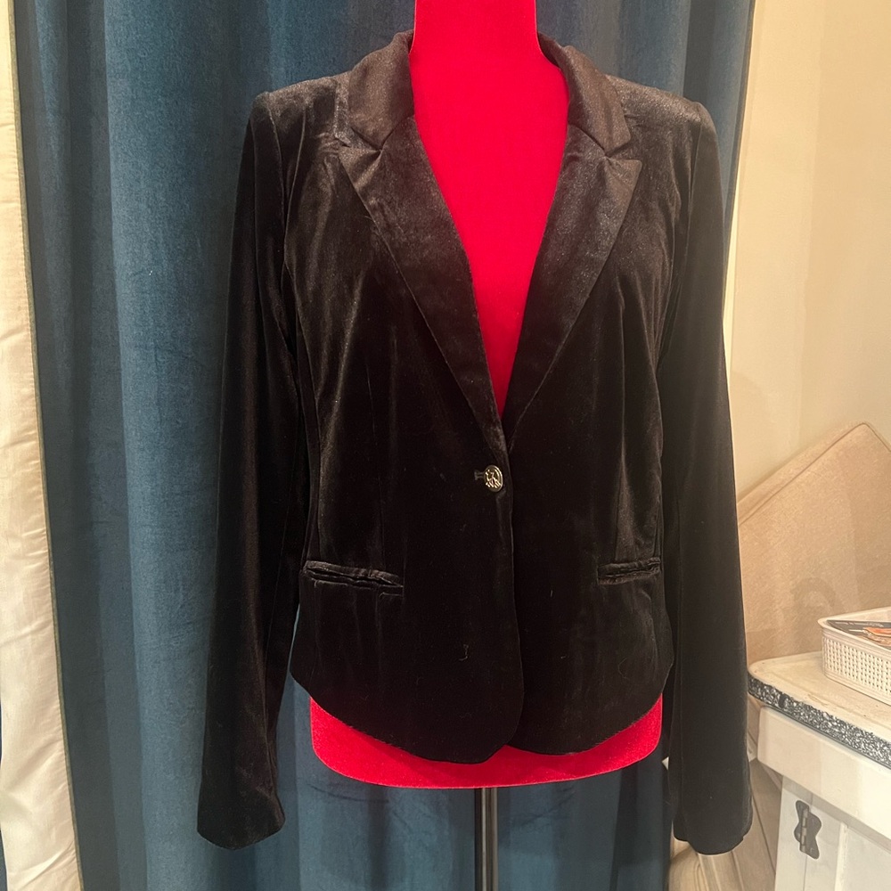 Draper James Black Velvet Blazer